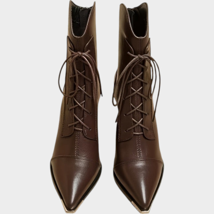Women’s Ankle Boots Metal Pointed Toe Chunky Heel Classic Style