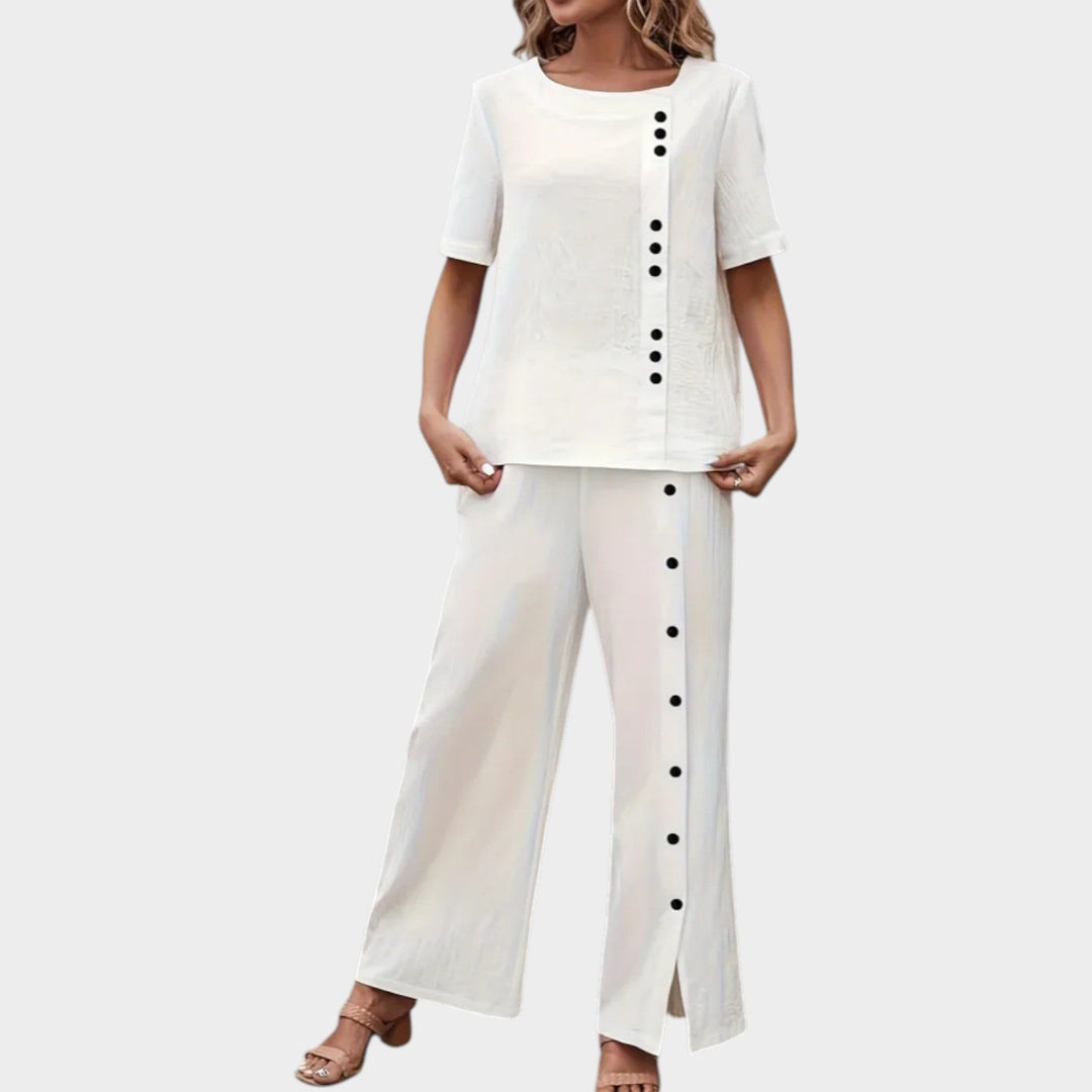 Modern Button Accent Two-Piece Set