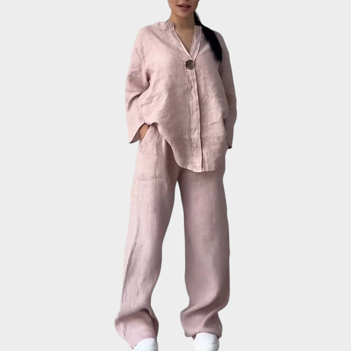 Relaxed Linen-Style Two-Piece Set