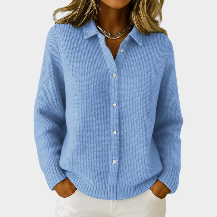 Women's Collared Button Knit Cardigan