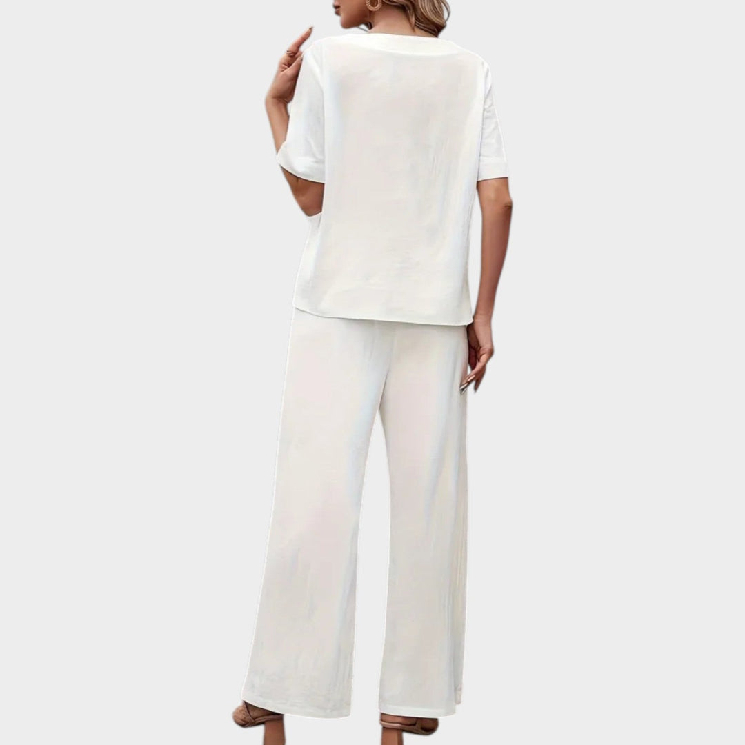 Modern Button Accent Two-Piece Set