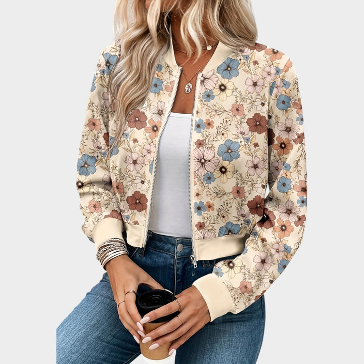 Women’s Bomber Jacket Casual Leopard Print Zip Up