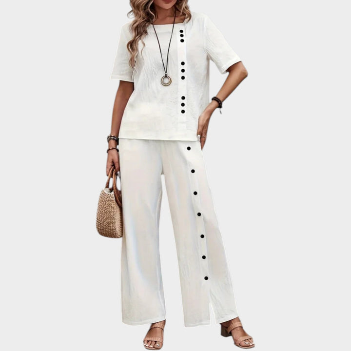 Modern Button Accent Two-Piece Set