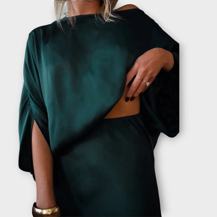 Elegant One-Shoulder Draped Maxi Dress