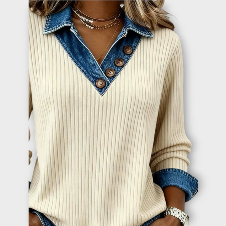 Women's V Neck Ribbed Knit Sweater