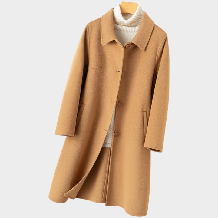 Women's Warm Wool Coat Long Line Button Front