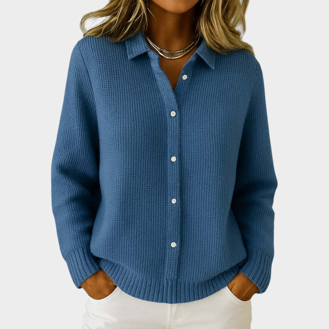 Women's Collared Button Knit Cardigan