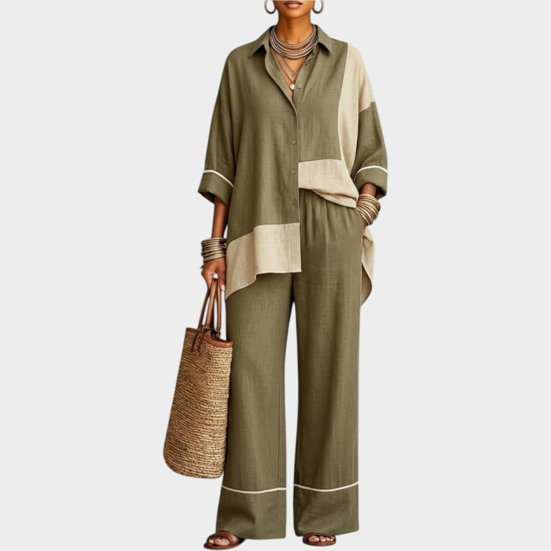 Color Block Relaxed Fit Two-Piece Set