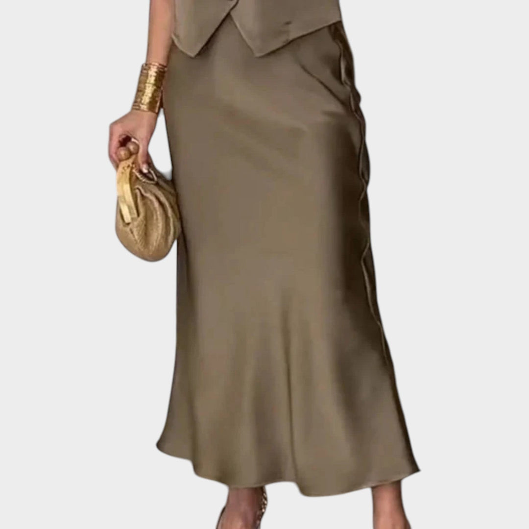 Satin Vest and Skirt Set