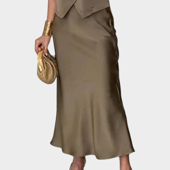 Satin Vest and Skirt Set