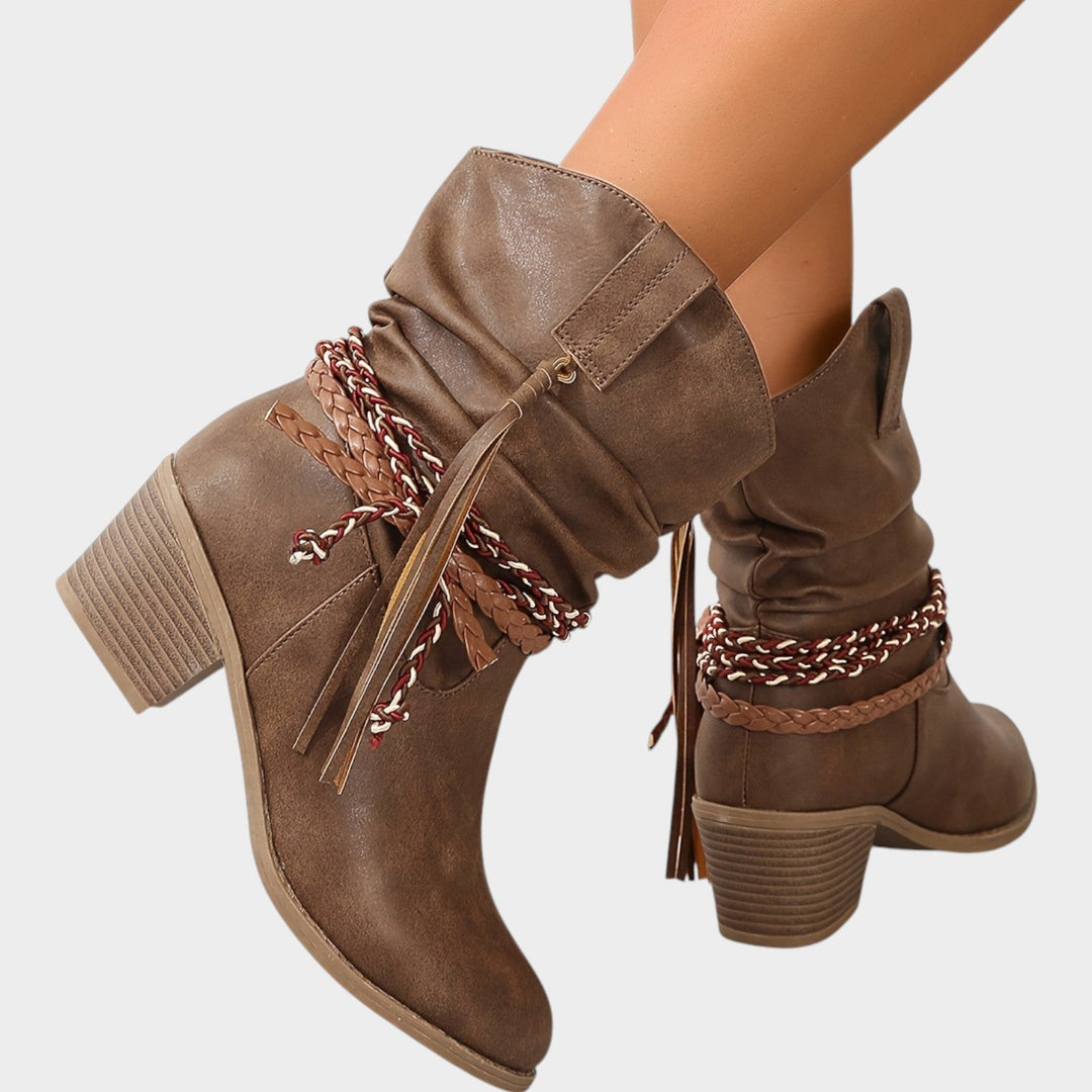 Women’s Slouch Boots Western Block Heel Tessel Boots