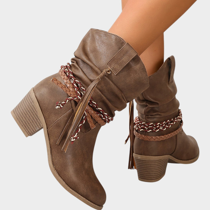 Women’s Slouch Boots Western Block Heel Tessel Boots