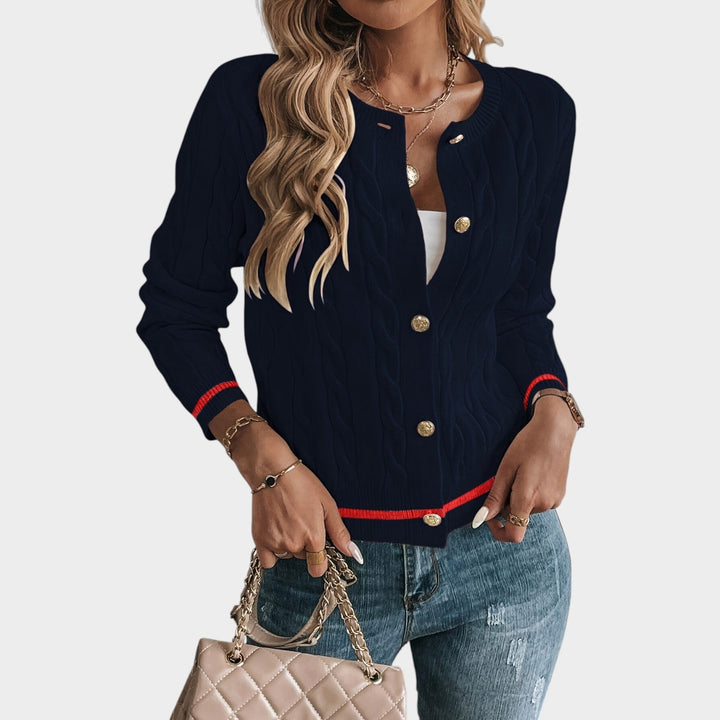 Women's Knit Cardigan Classic Gold Button Front