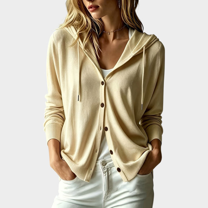 Women's Knit Cardigan Hooded Lightweight Button Front
