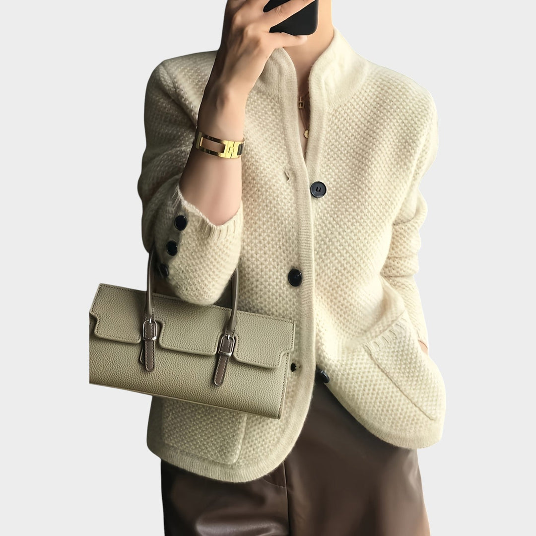 Women's Chunky Knit Cardigan Long Sleeve Button Front