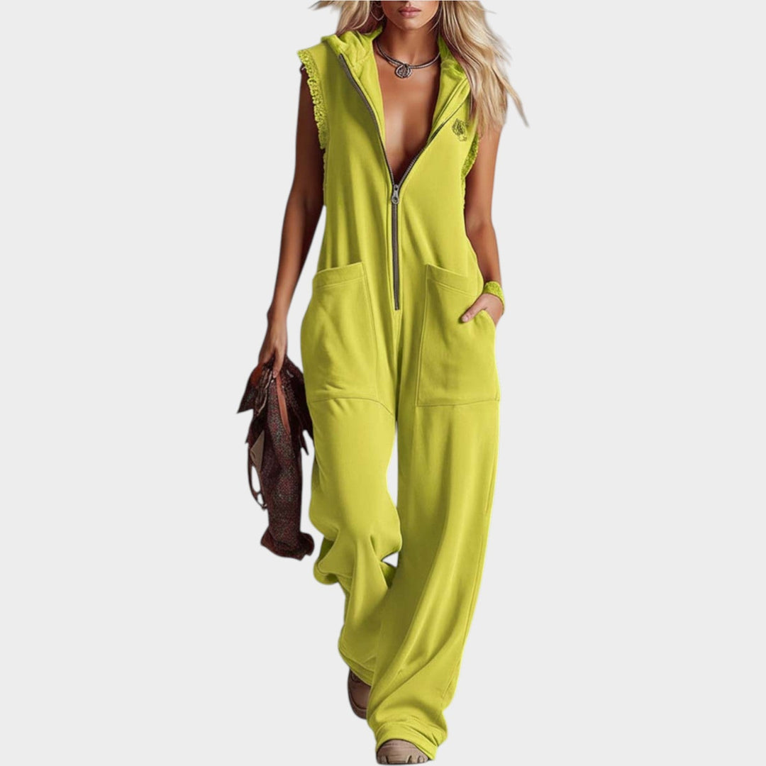 Casual Zip-Up Hooded Jumpsuit