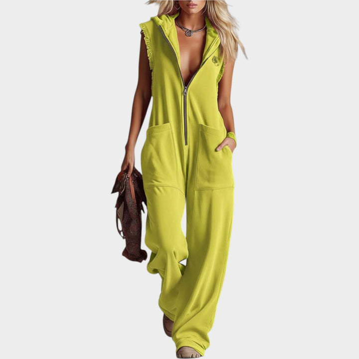 Casual Zip-Up Hooded Jumpsuit