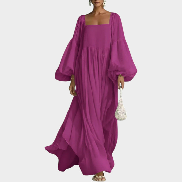 Flowy Balloon‑Sleeve Maxi Dress
