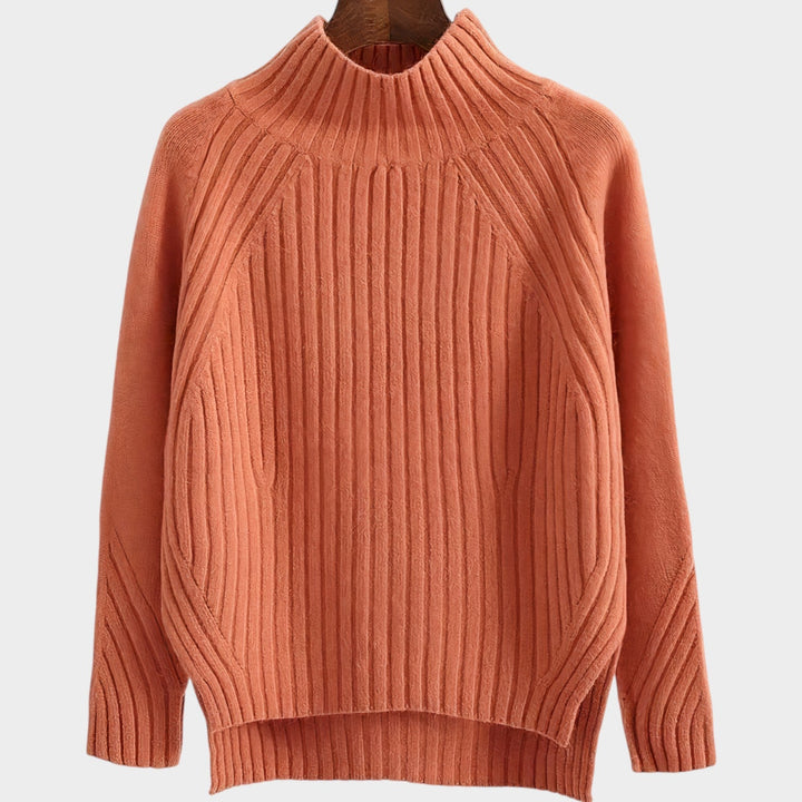 Women's Knit Mock Neck Sweater Ribbed Textured Long Sleeve