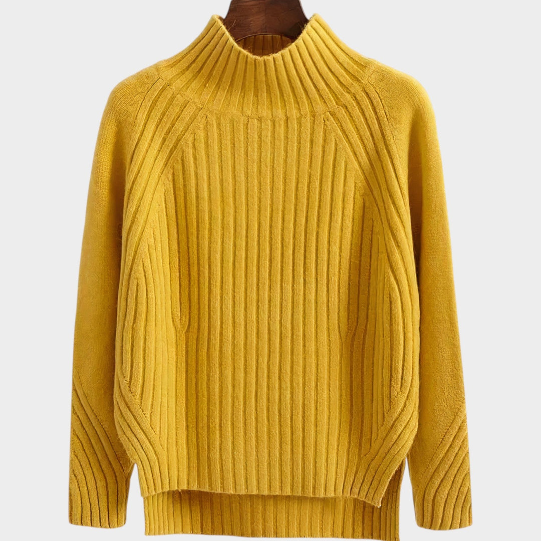 Women's Knit Mock Neck Sweater Ribbed Textured Long Sleeve