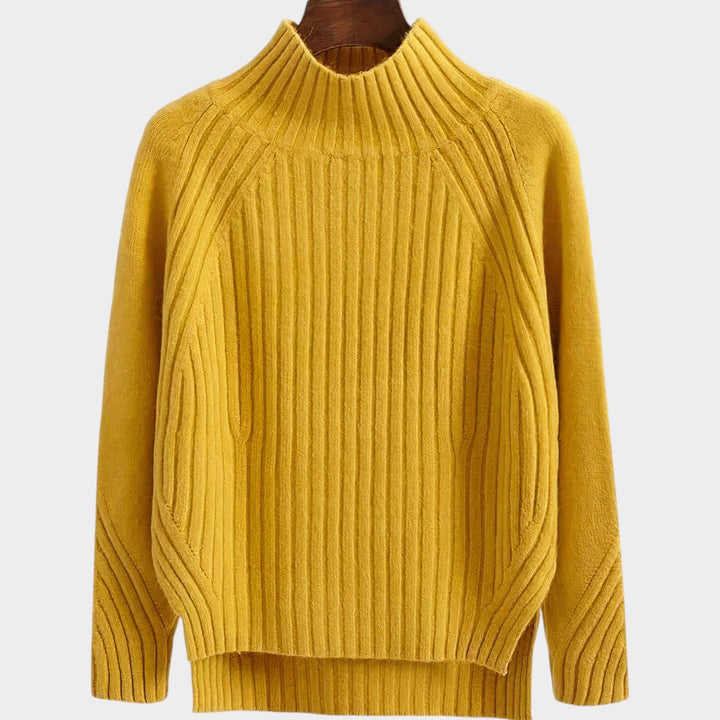 Women's Knit Mock Neck Sweater Ribbed Textured Long Sleeve