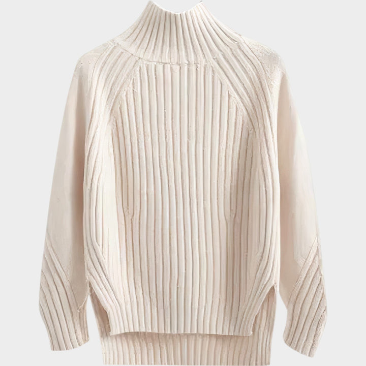 Women's Knit Mock Neck Sweater Ribbed Textured Long Sleeve