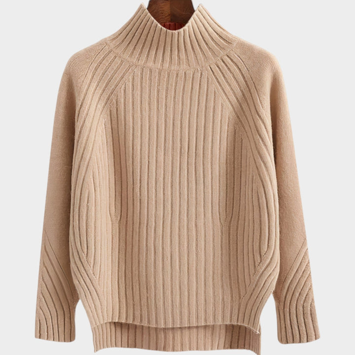 Women's Knit Mock Neck Sweater Ribbed Textured Long Sleeve