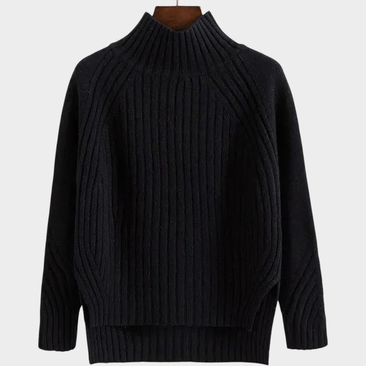Women's Knit Mock Neck Sweater Ribbed Textured Long Sleeve