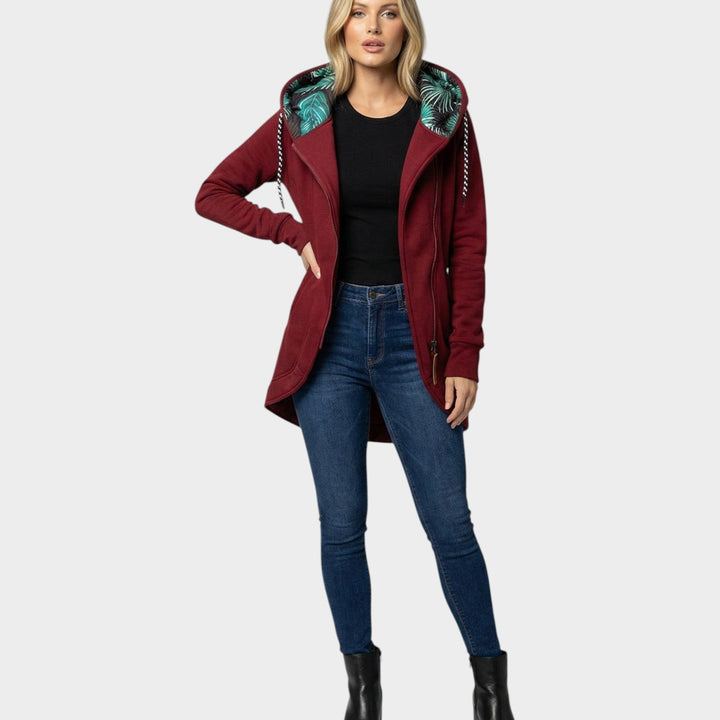 Women's Winter Parka Jacket Asymmetric Zip Long Line