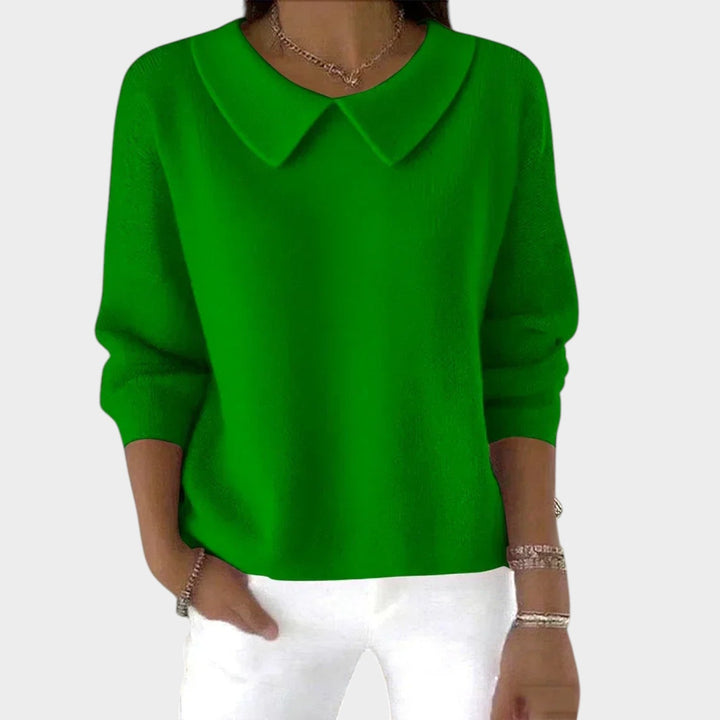 Woman's Polo Knit Sweater Long Sleeve Relaxed Fit