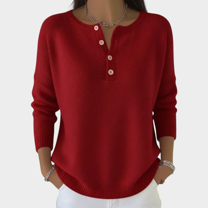 Women's Knit Sweater Henley Button Front