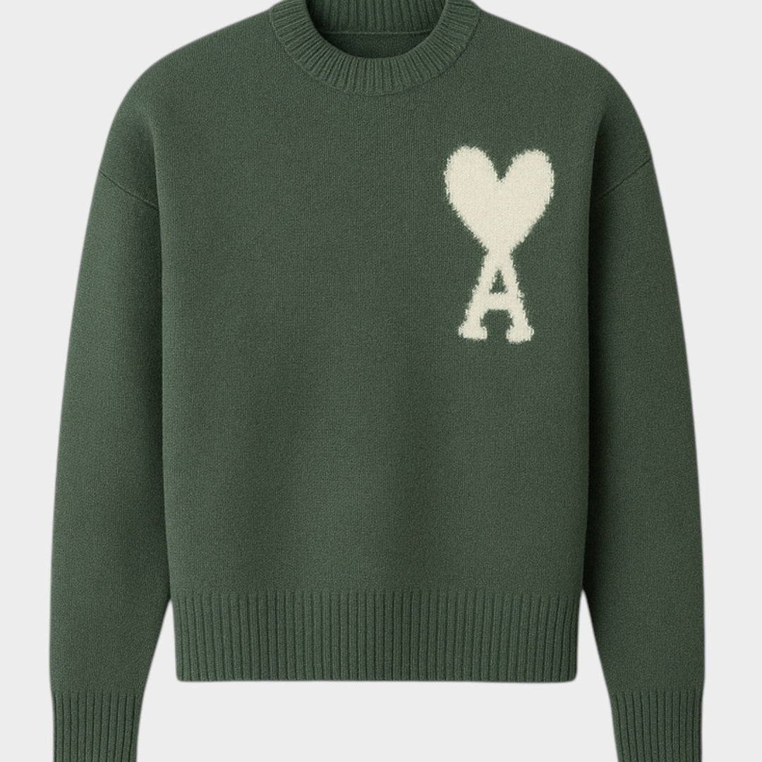 Women's Heart Embroidered Knit Sweater