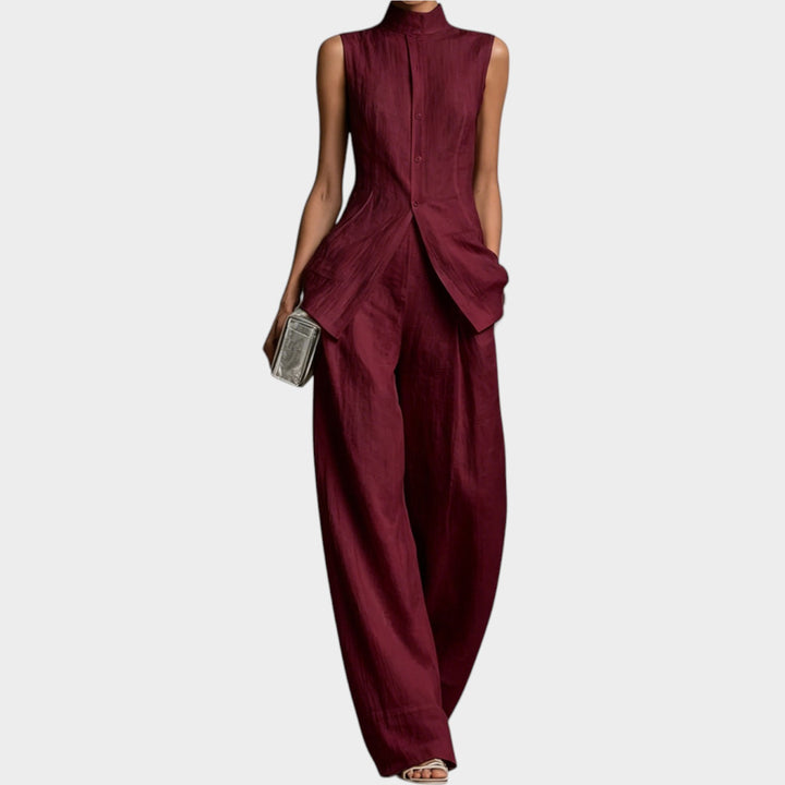 Sleeveless Tailored Wide-Leg Jumpsuit