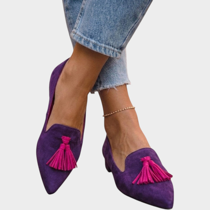 Women’s Suede Loafers Pointed Toe Tassel Low Heel