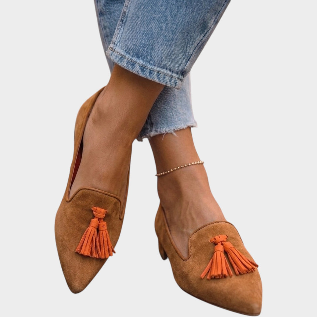 Women’s Suede Loafers Pointed Toe Tassel Low Heel