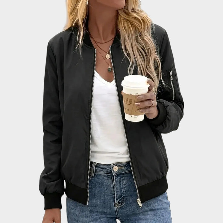 Women’s Bomber Jacket Zip Up Pocket Detail