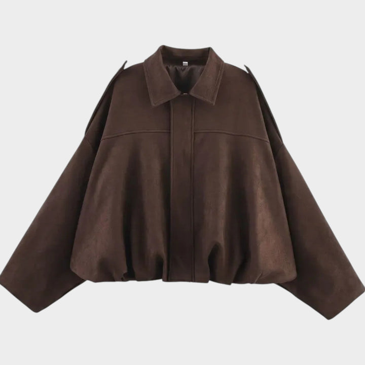 Women’s Suede Bomber Jacket Large Pockets Casual Style
