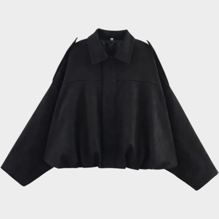 Women’s Suede Bomber Jacket Large Pockets Casual Style