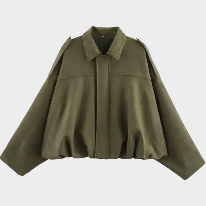 Women’s Suede Bomber Jacket Large Pockets Casual Style