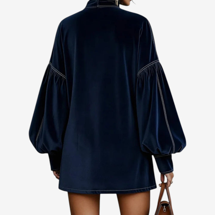 Velvet Bow-Neck Mini Dress