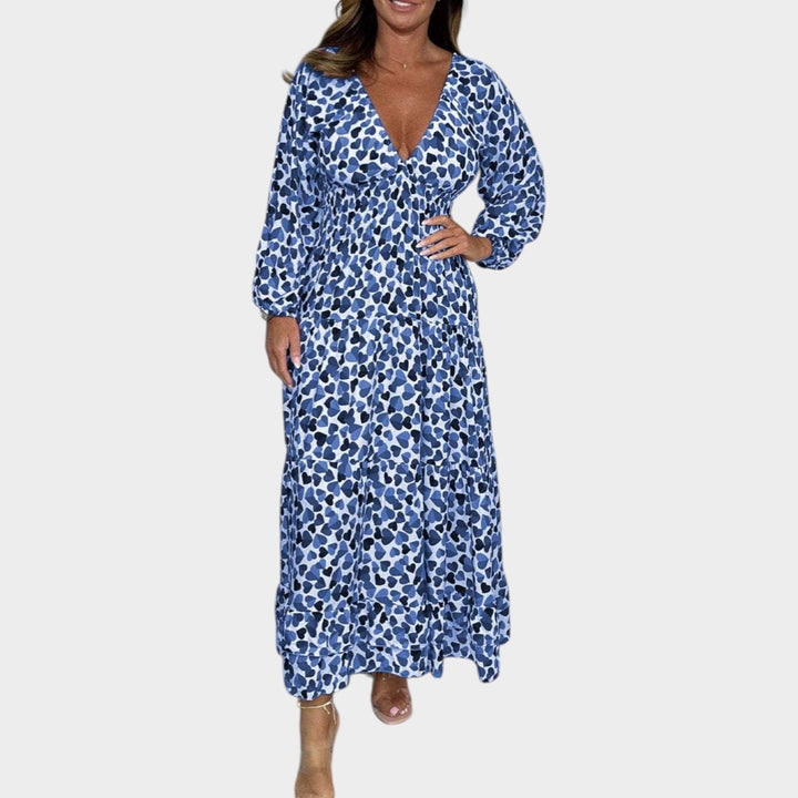 Long Sleeve Printed Maxi Dress