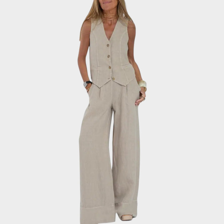 Chic Sleeveless Vest & Wide-Leg Set