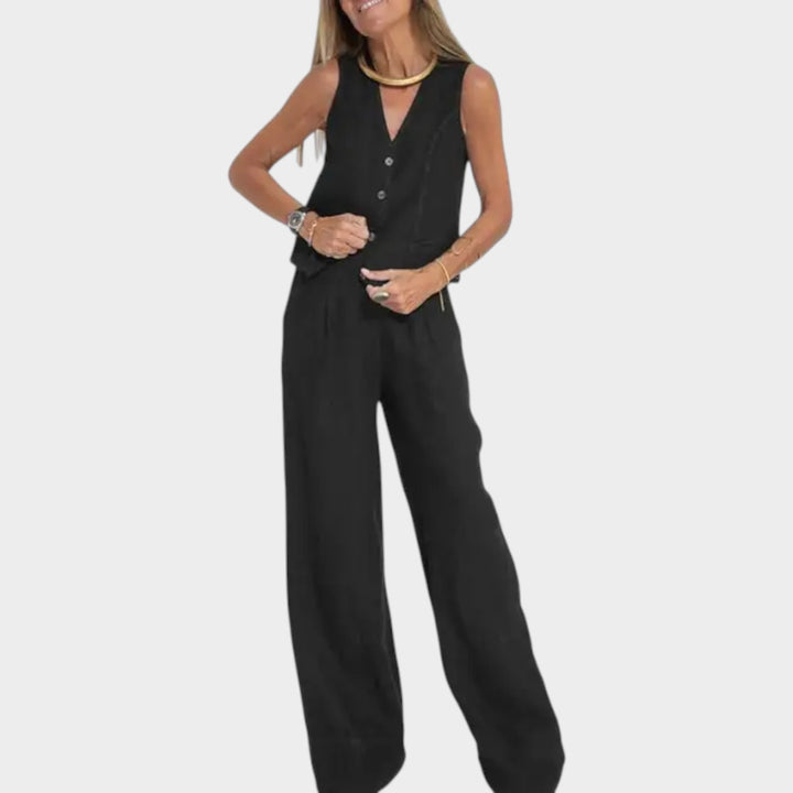 Chic Sleeveless Vest & Wide-Leg Set