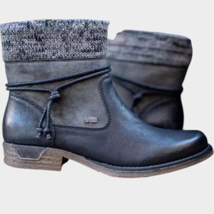 Women’s Ankle Boots Knitted Cuff Lace Up