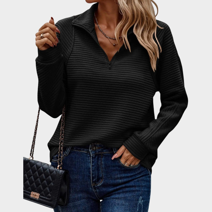 Women's Quarter Zip Ribbed Knit Sweater