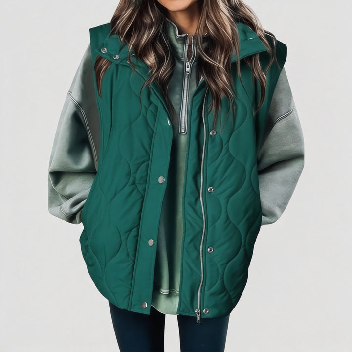 Women’s Sleeveless Jacket Button Front with Practical Pockets