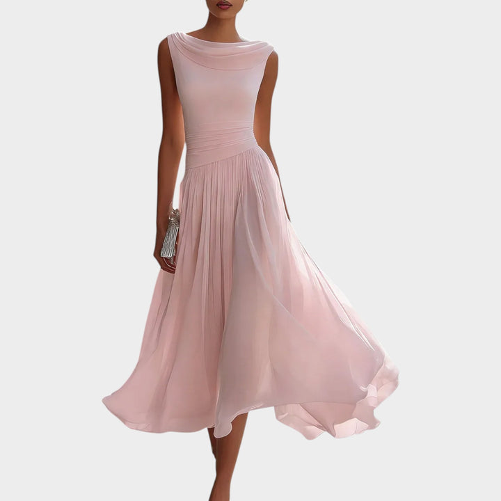 Elegant Pleated Flow Midi Dress