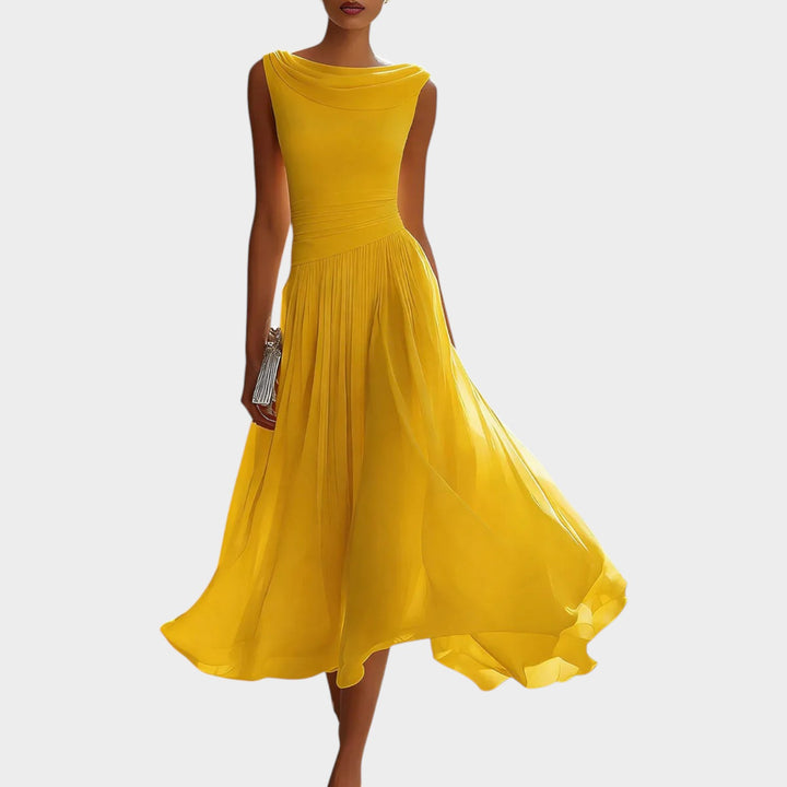 Elegant Pleated Flow Midi Dress