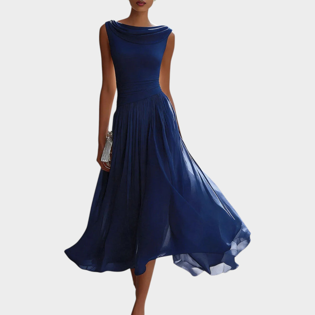 Elegant Pleated Flow Midi Dress