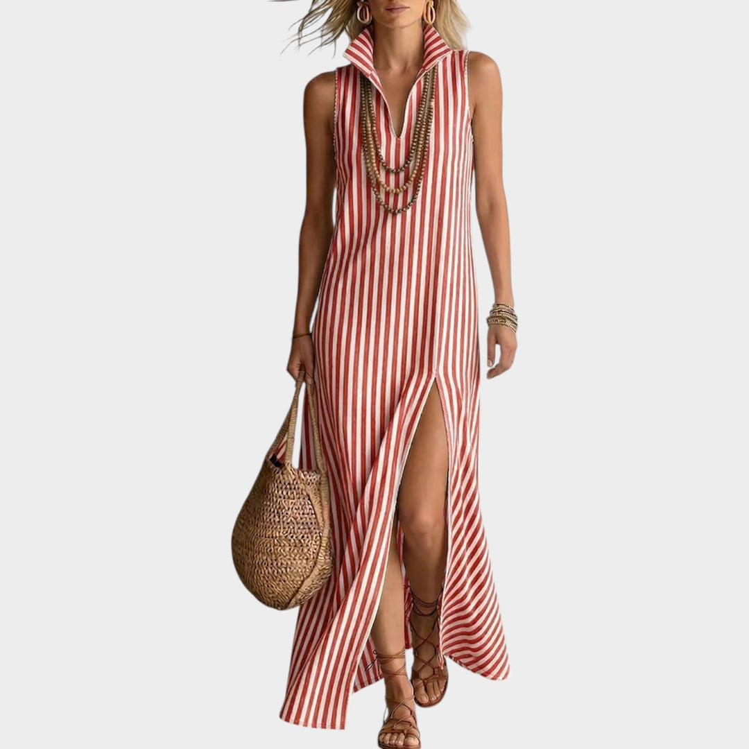 Striped Sleeveless Resort Maxi Dress